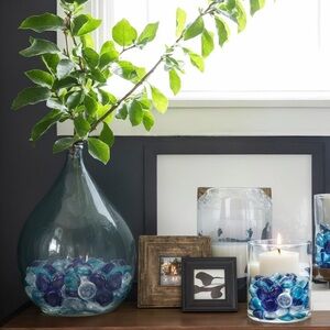 Glass Flat Gemstone Vase Fillers for home decor Beads, Blue & Green 100pcs